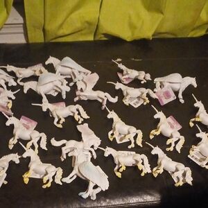 White and Gold Unicorn Pegasus Toy Lot - Winged Horses
